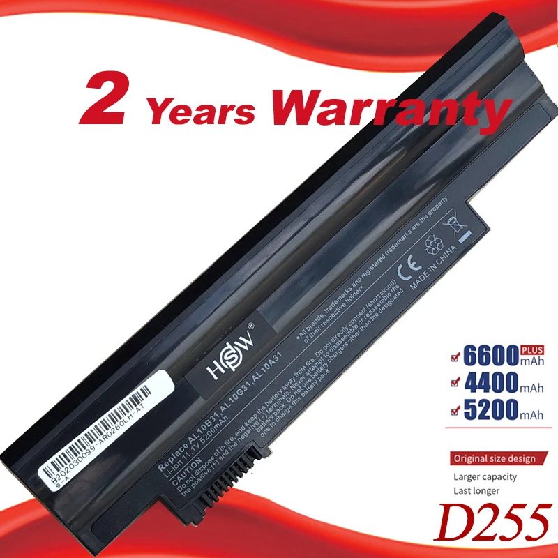 Black Battery For Acer Aspire One 522 D255 722 AOD255 AOD260 D255E D257 D260 D270 AL10A31 AL10B31 AL10G31 | Компьютеры и офис