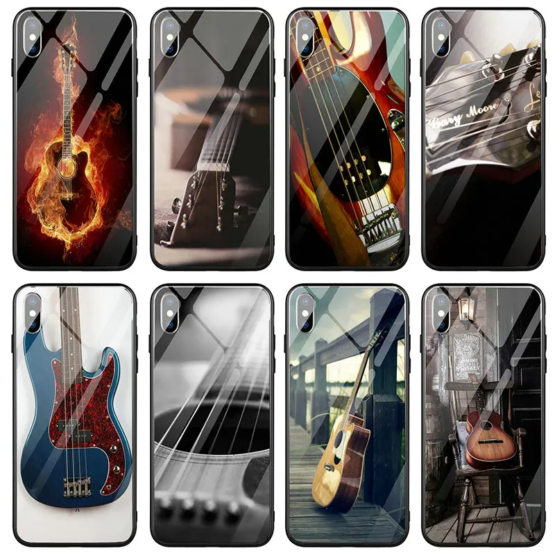 Чехлы для телефонов из закаленного стекла с надписью Love Guitar Music чехол iPhone 5 5S SE 7 6S 6