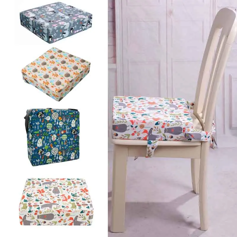 Cojín de silla alta portátil para niños pequeños, elevador de silla portátil de viaje, comedor, ajustable, desmontable, lavable, espeso, cojín de esponja para asiento