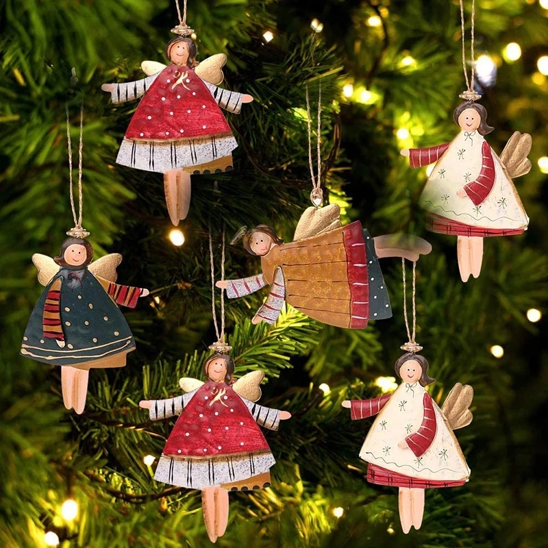 1pc Angel Metal Merry Christmas Ornaments Pendants Xmas Tree Hanging Decoration Xmas Navidad Natal New Year 2021 home decor