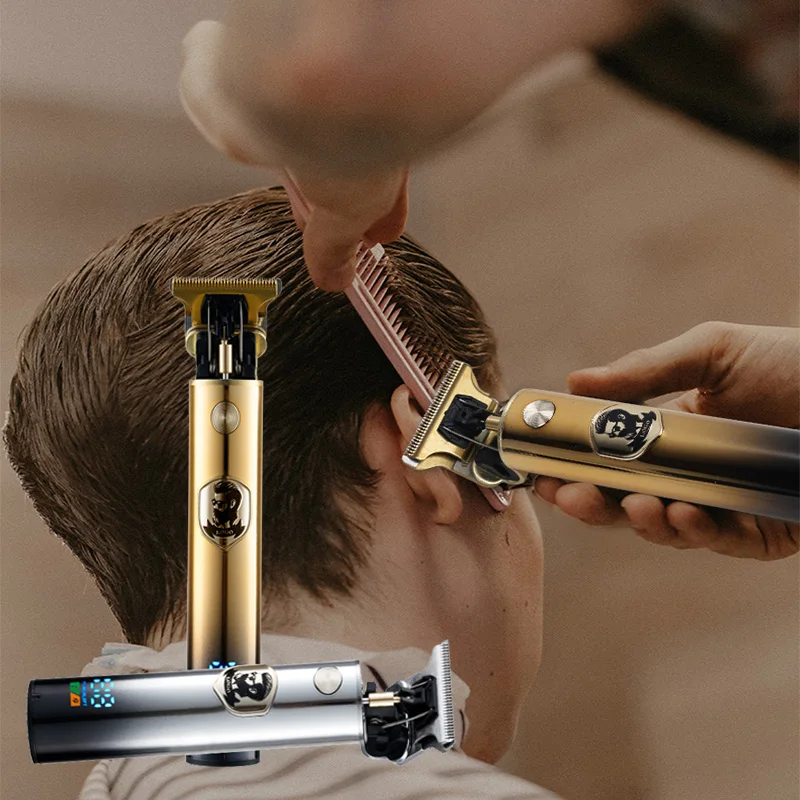 2021 New Styling Hair Trimmer T Outline LCD Display Rechargeable 0mm Oil Bald Graving Barber Shaver Professional Hair Clipper