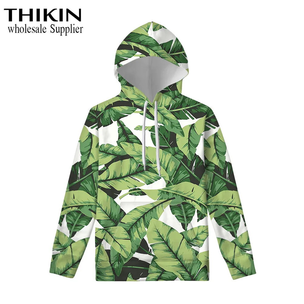 THIKIN/толстовки с тропическими пальмовыми листьями и цветами для мужчин и женщин; толстовки с капюшоном; модные повседневные спортивные костюмы для девочек; пуловер с капюшоном - Цвет: as picture