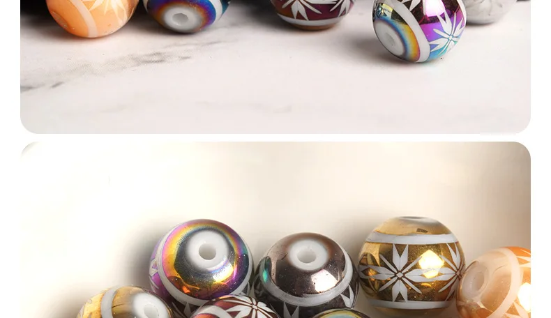 20pcs Round Porcelain Beads With High Quality Cruciate Flower Patterned Beads For DIY Making Bracelet Necklace Jewelry