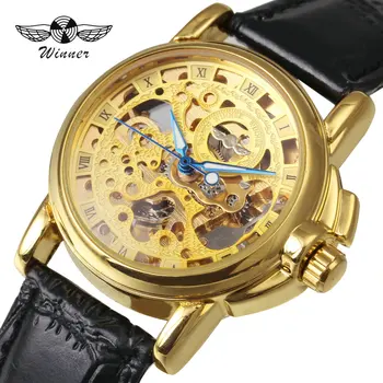 

WINNER Fashion Retro Women Automatic Mechanical Watch Skeleton Dial Top Luxury Brand Concise Classic Design Ladies Wristwatch
