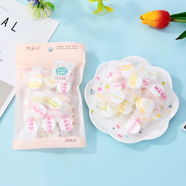30Pcs Bamboo Charcoal Compressed Mask Sheet Paper Non-toxic Portable DIY Tools Moisturizing Whitening Beauty Skin Care TSLM1 2