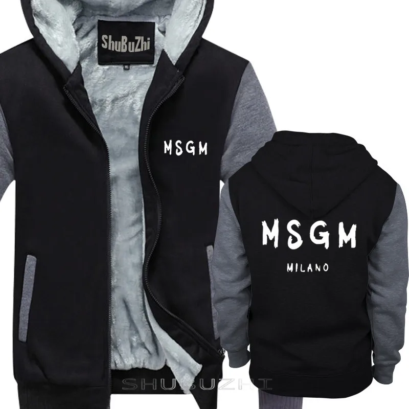 black grey Для мужчин MSGM Толстая куртка зима осень shubuzbi бренд худи с напечатанными буквами shubuzhi черный серый пуловер Прямая sbz5105 - Цвет: black grey