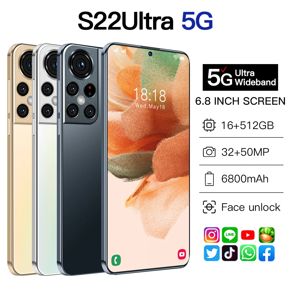 World Premiere Galax S22 Ultra 5g Mobile Phone Face Id 16gb Ram 512gb