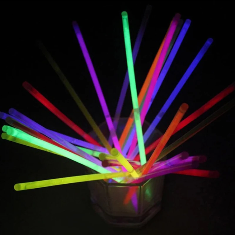 

100 Pcs Party Fluorescence Light Glow Sticks Bracelets Necklaces Neon For Wedding Party Glow Sticks Bright Colorful Glow Sticks