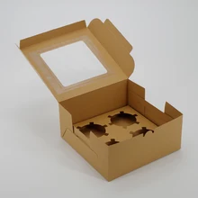 Лента 2/4 отверстия прозрачное окно одноразовые биоразлагаемые бумажные коробки для кексов