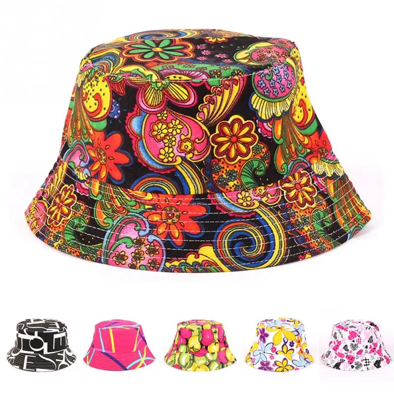 

Fashion Women Retro Floral Bush Bucket Sun Hat, Summer Anti-UV Cotton Cap for Hunting Fishing Outdoor Canvas Hat #2