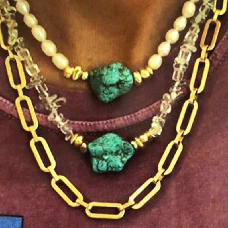

Imitation Pearls Choker Necklace Female Green White Natural Stone Pendant Necklaces for Women Vintage Bohemian Jewelry N71101