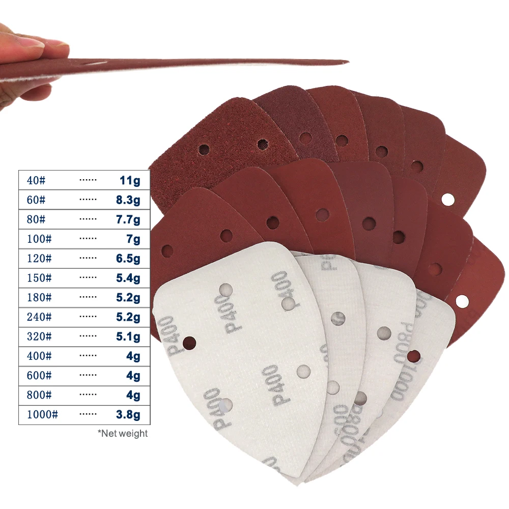 Sanding Discs Mini Sandpaper Kit Polish Sand Paper Sandpaper Tools Sandpaper Set Sander Pads 15pcs 140*98MM Mouse Sandpaper Triangle Sand Paper Hook and Loop Sanding Disc For Car Polishing Assorted Grit 40-1000 for Metal