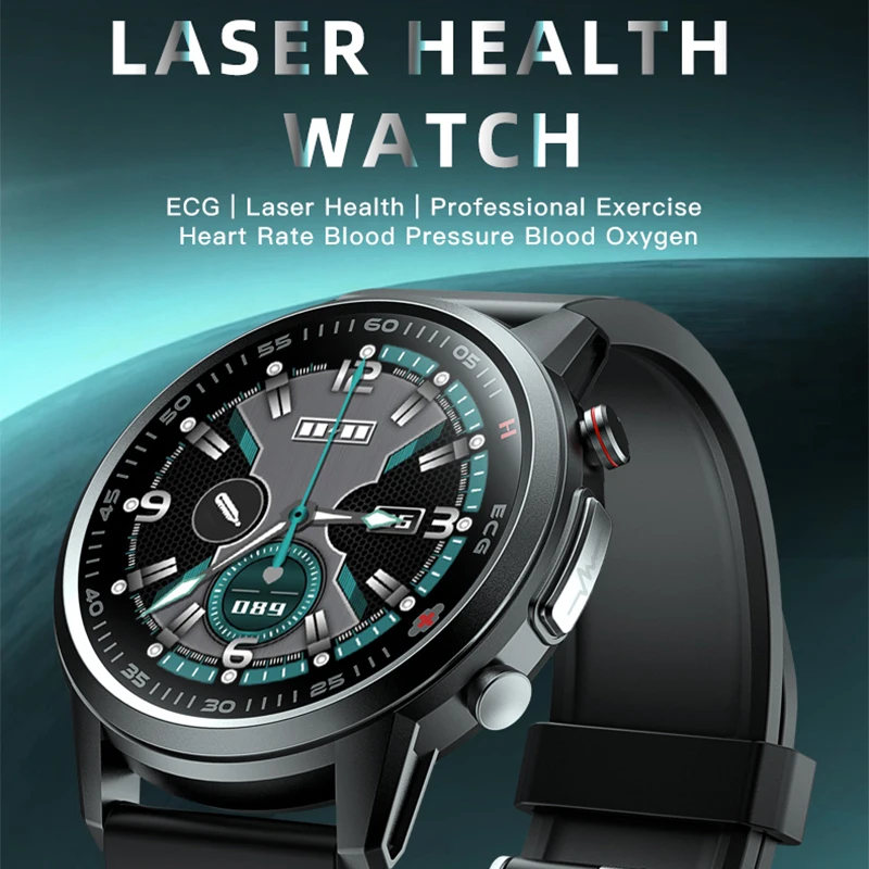 2021 650nm Laser Therapy Smart Watch ECG&PPG Body Temperature Waterproof Men Sport Fitness Watches For Android Apple Xiaomi F800 1