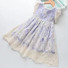 Платье для девочек; Новая брендовая летняя одежда для девочек; кружевное платье с цветочным узором для маленьких девочек; Детские платья для девочек; повседневная одежда