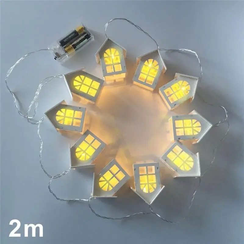 2m 10 Beads LED Garland Wood House String Light Room Decor String Lamp Wedding Party Holiday Fairy Lights Novelty Lamp