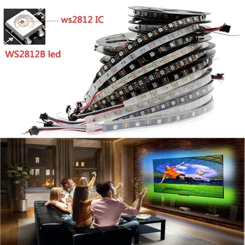 

1m 5m DC5V WS2812B WS2812 Led Pixel Strip Individually Addressable Smart RGB Led Strip Light Tape Black White PCB IP30/65/67