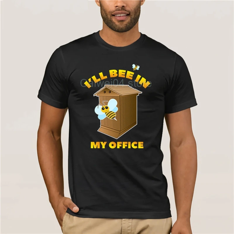 Крутая Мужская футболка забавная крутая с пчеловодом надписью I'll Bee In My Office короткая модная для мужчин| |