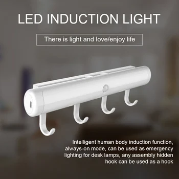 

Smart sensor night light LED wardrobe light With hook Punch-free Wall Lamp Battery Powered/Rechargeable Energy saving lamp
