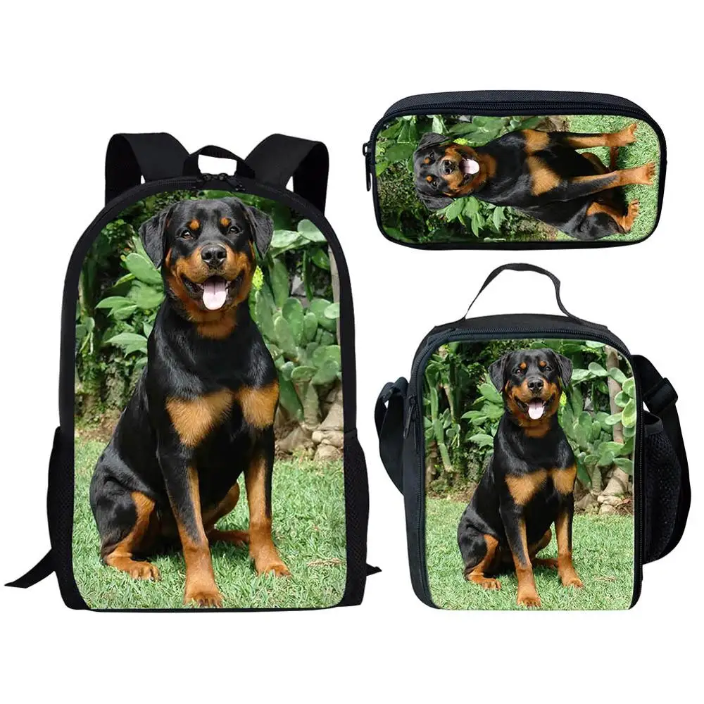 Rottweiler Dog Print Student Schoole Bags Kids Boys Girls School Backpacks Fashion 3 PCS/SET Children Casual Book Bag Mochila