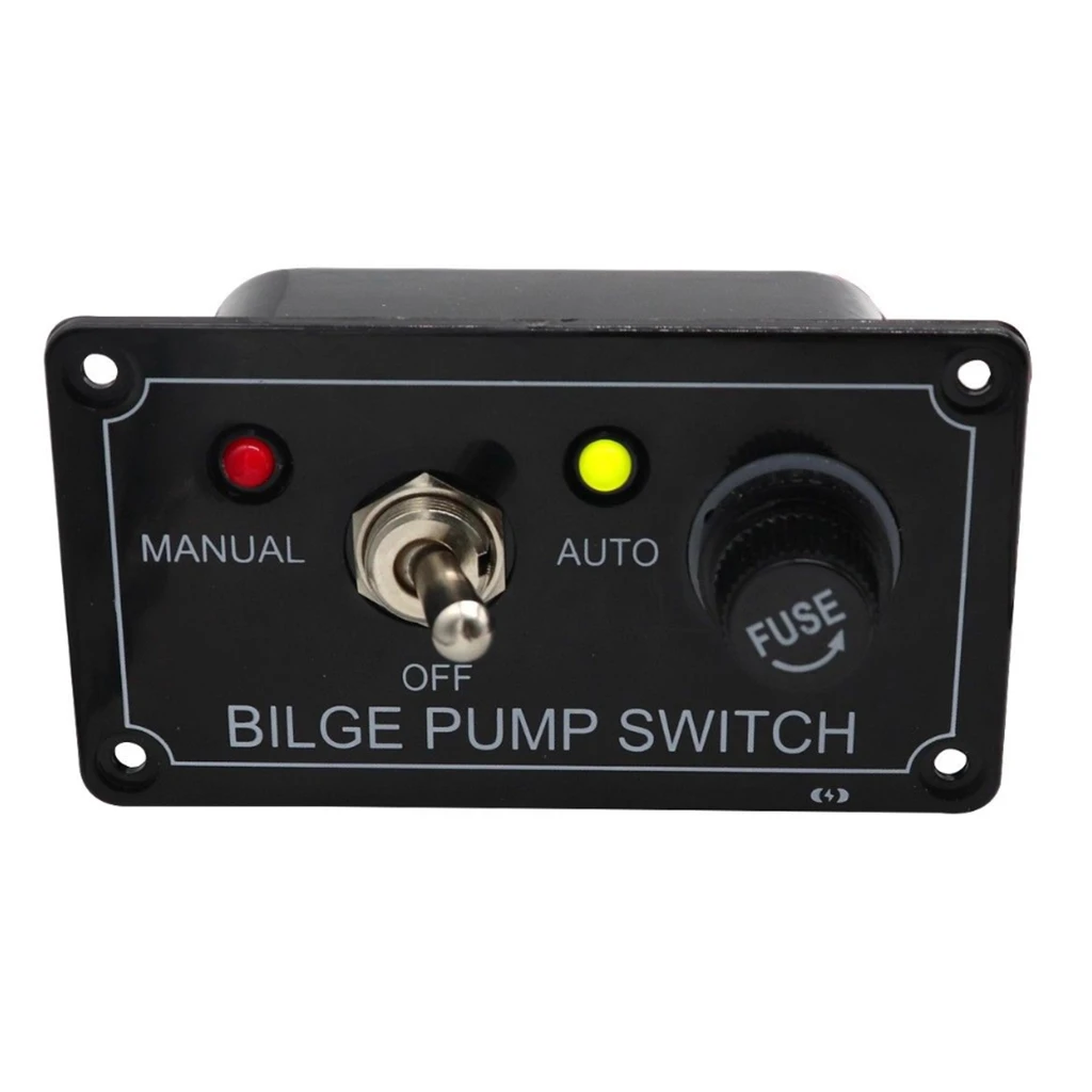 Senyar Boat Marine Switch Panel,12V DC LED Indicator Bilge Pump Switch Panel Manual//Off//Auto