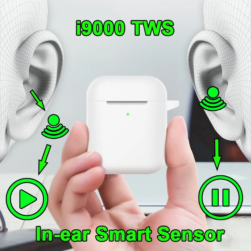 i9000 tws 1:1 Smart Sensor 8D Bass Pop Up Wireless Charging Bluetooth Earbuds Earphone 8D Super Bass pk W1 i200 i2000 i5000