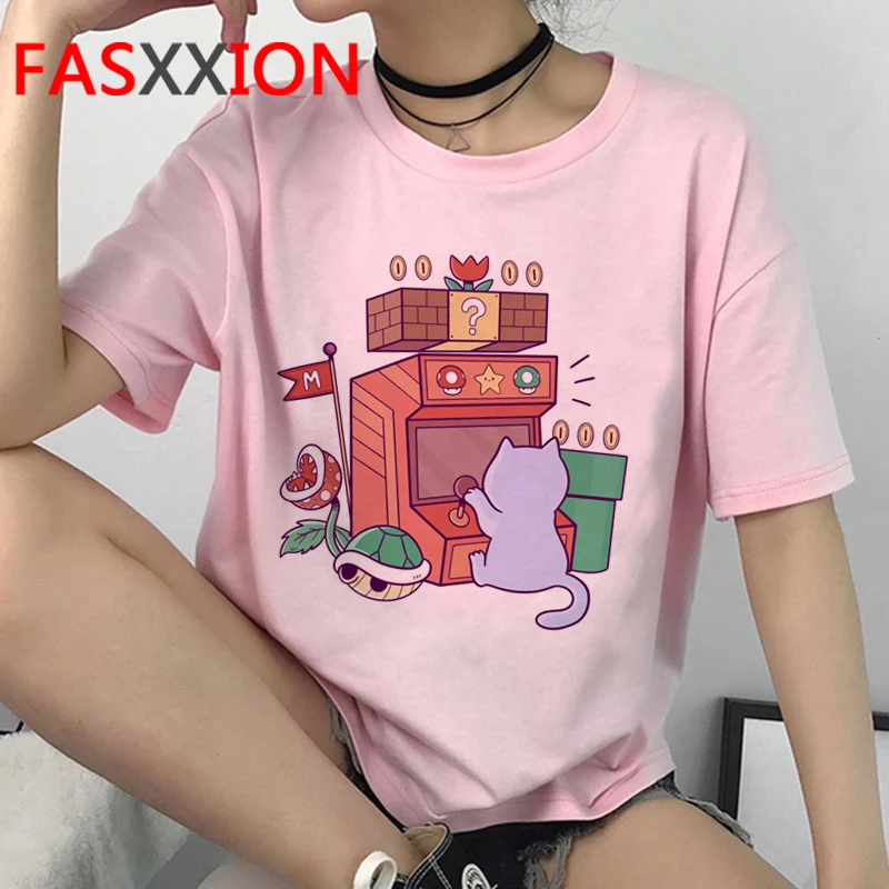 Kawaii Cat Графический Harajuku футболка для женщин Ullzang милый эстетический 90s забавная с