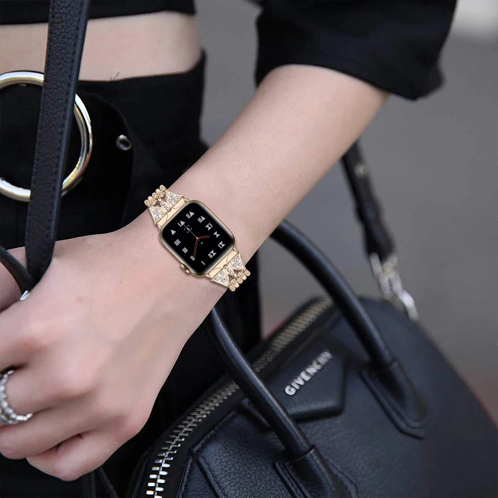 Сменный ремешок Joyozy из нержавеющей стали для Apple Watch band 4/3/2/1 женский розовый 38 мм/42