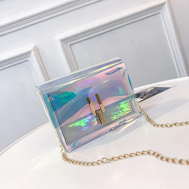Fashion Women Colorful Jelly Shoulder Bag Girl Laser Holographic Transparent Handbag Crossbody Messenger Bags Mini Tote SS0424 (13)