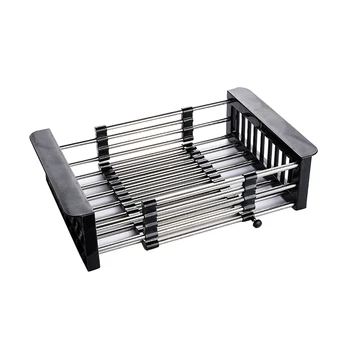 

Retractable Stainless Steel Dish Drainer Sink Strainer Vegetable Fruit Drainer Basket Kitchen Storage Tool Sink Filter Shelf