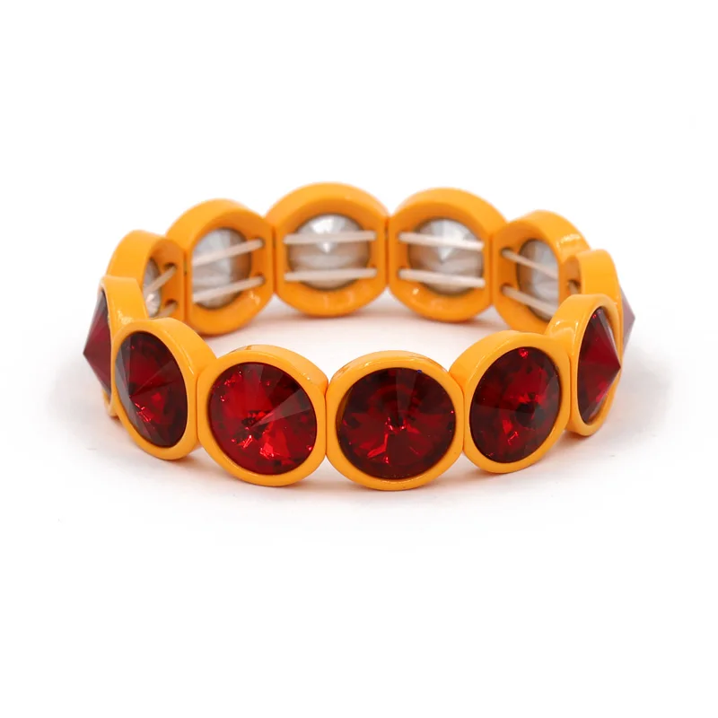 Женский браслет с разноцветными кристаллами, инкрустированный эмалью, эластичный браслет, стеклянные бусины, модные ювелирные изделия, браслет дружбы - Окраска металла: B540c