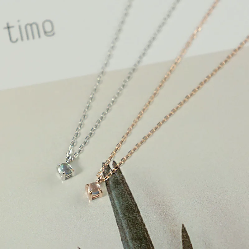 

Non-mainstream Design-925 Sterling Inlaid Moonstone Short Choker Choker Simple Versatile Necklace