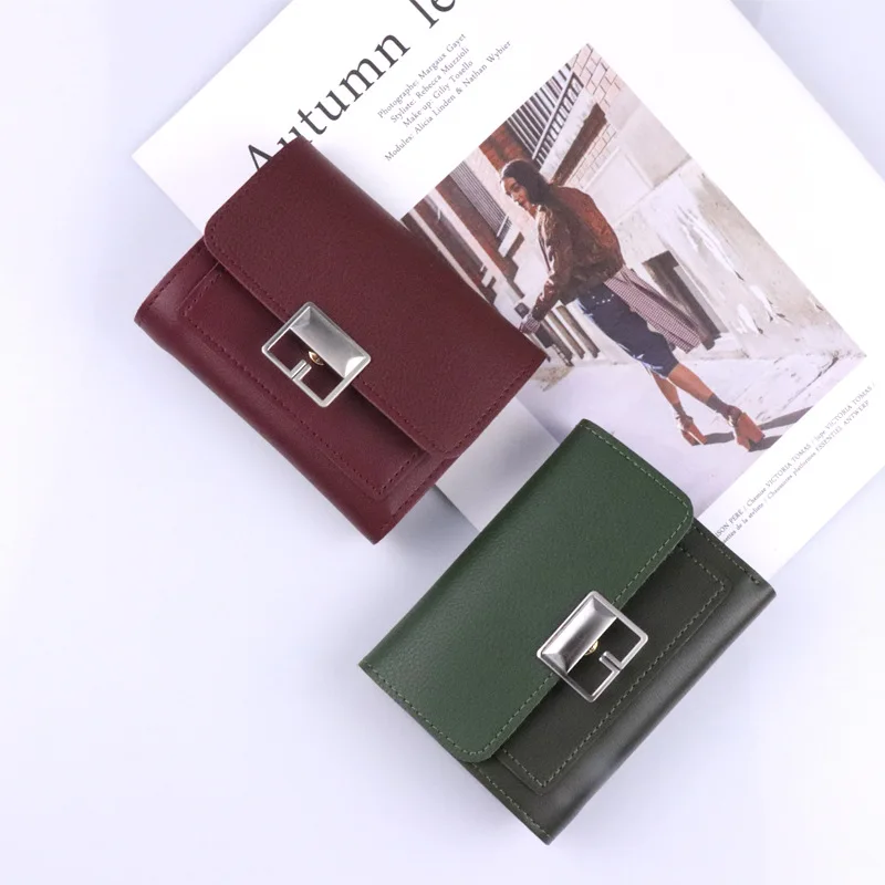 

Fashion Short Women Wallets Leather Hasp Small Wallet PU Leather Solid Purses Credit Cards Money Panelled Mini Wallet