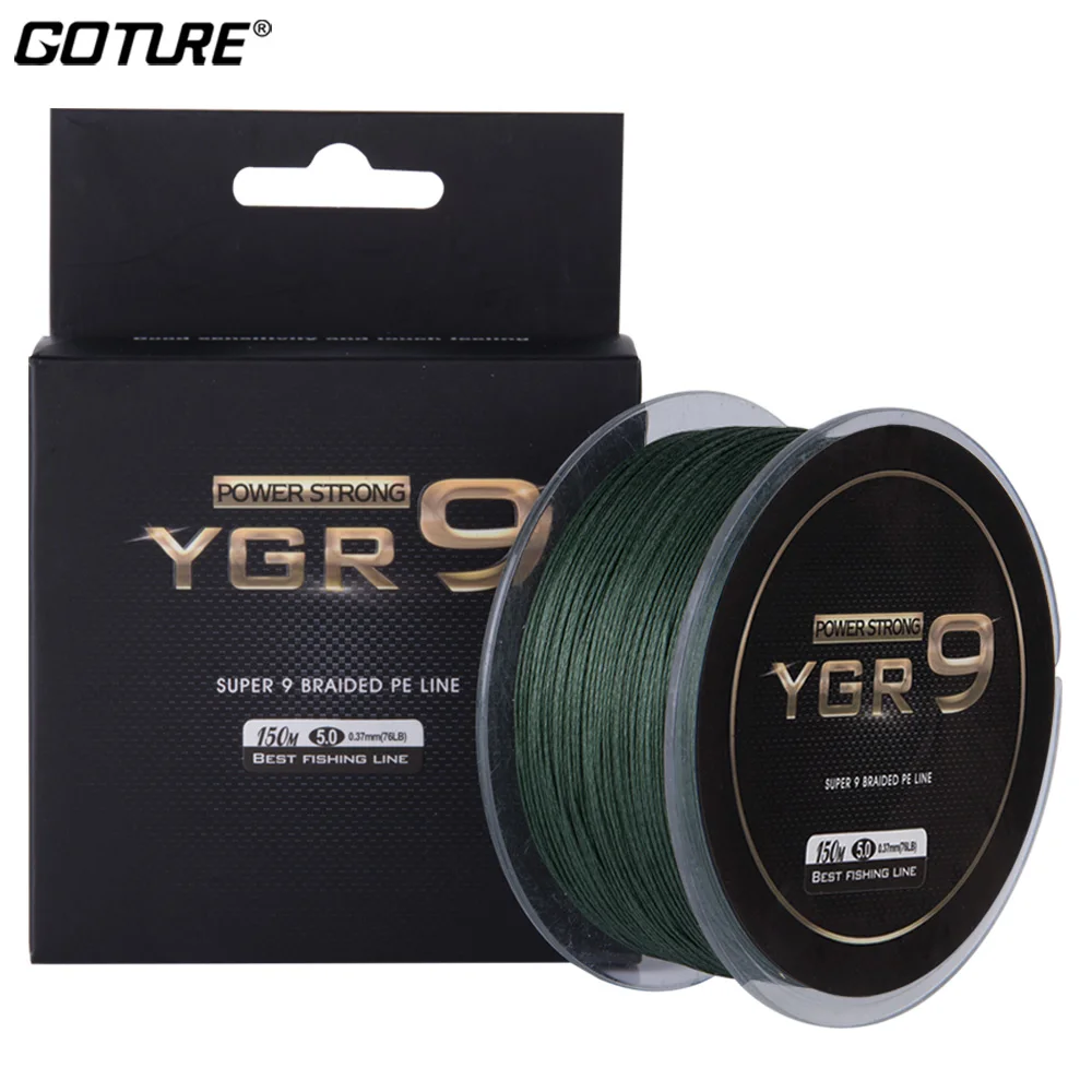 

Goture 9 Strands Braided Fishing Line 150M Super Strong 29LB-76LB Multifilame PE Line Carp Fishing Cord for Freshwater Saltwater