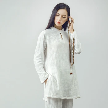 

Autumn Female Zen Yoga Suit Outdoors Fitness Sports Buddhist Loose Meditation Suit Cotton And Linen Housekeeping Gym Clothing