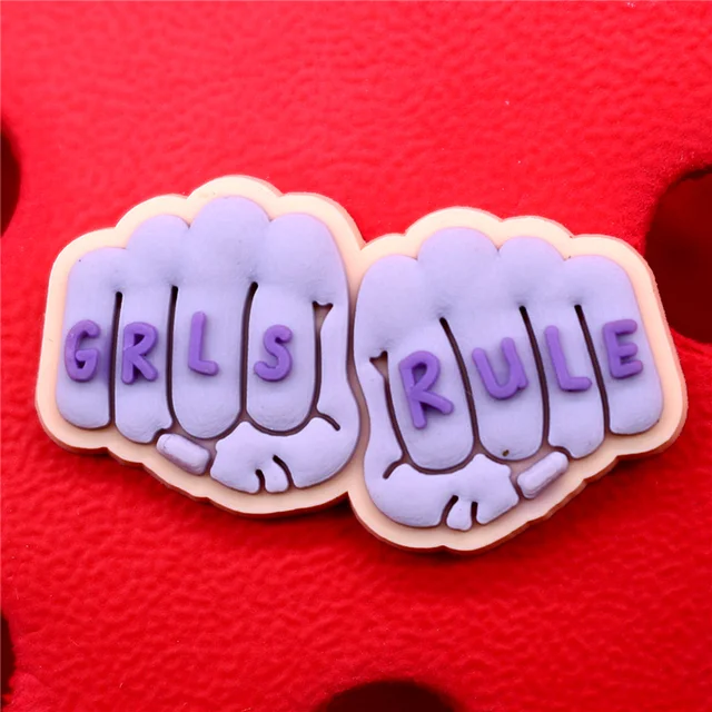 Grls Rule PVC Shoe Charms Accessories Slogan Women Support Women Shoes Buckle Decorations fit Croc JIBZ Kids X-mas Party Gifts C