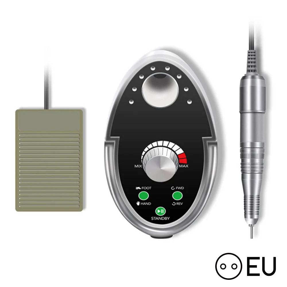 35000 об/мин Электрическая дрель для ногтей высококлассная маникюрная машина Гель-лак для удаления кутикулы керамическая дрель для ногтей Бур резчик - Цвет: Silver-EU