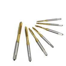1pc M2 / M2.5 / M3 / M3.5 / M4 / M5 / M6 Titanium Coated Hand Faucet Hss Metric Straight Flute Threaded Tap