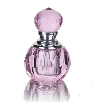 

H&D Vintage Pink Crystal Perfume Bottle Empty Mini Refillable Glass Bottle for Home Travel Decor Wedding Gift for Guests (1ML)