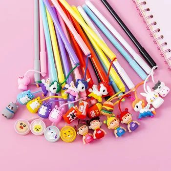 

6+6Pcs/Set 0.5mm Blue Black Ink Gel Pen Erasable Refill Rod Cartoon Washable Handle Erasable with Rubber Writing Stationery