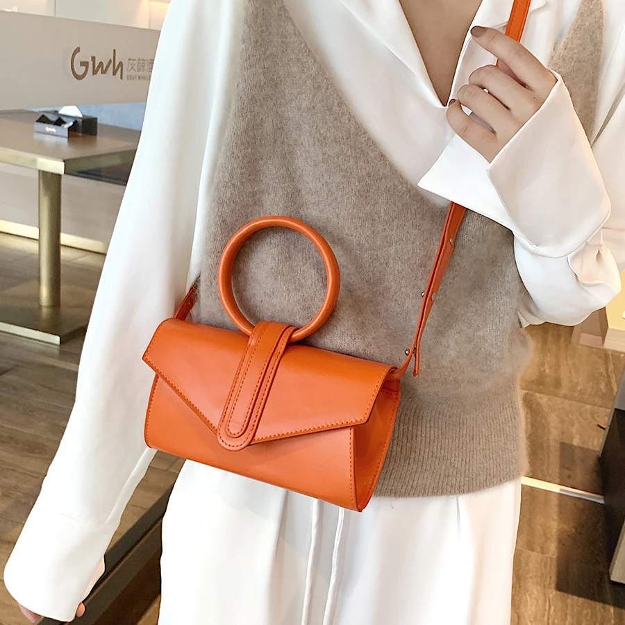 Diagonal Bag Hand Bag Women's 2021 Fashion Simple Designer Handbag Woman Luxury Pu Leather Solid Color Clutch Ladies