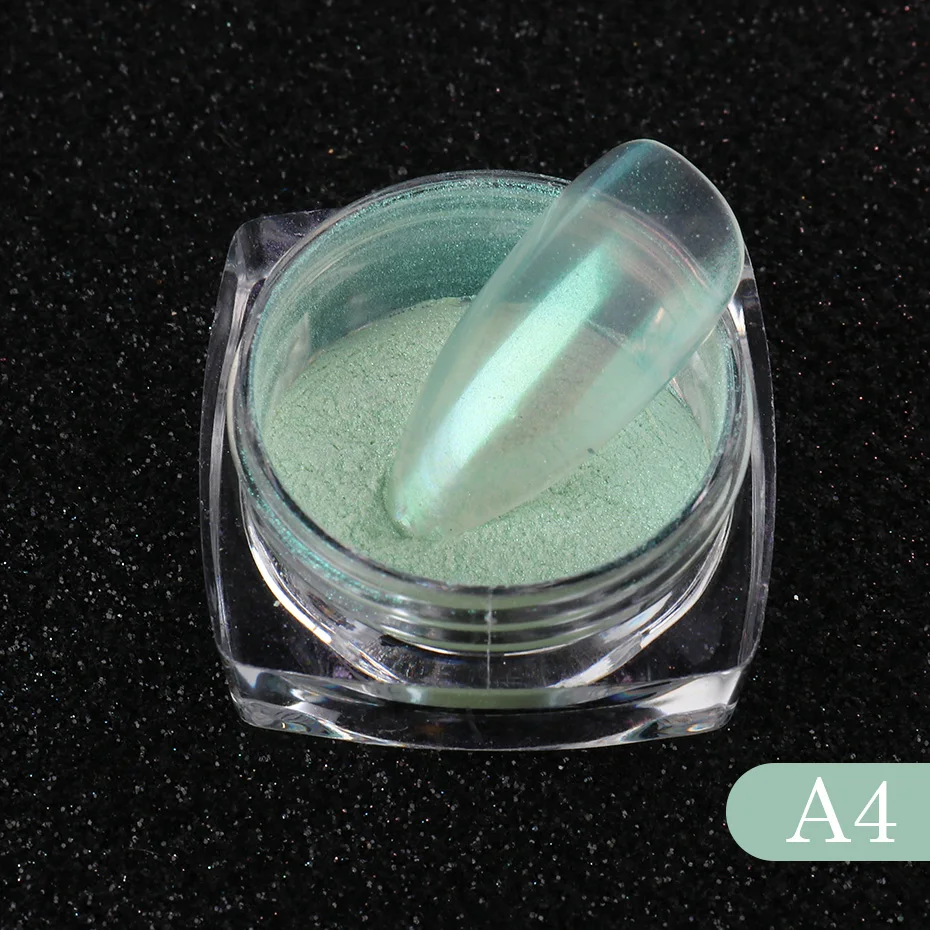 0.5g/Box Aurora Nail Powder Glitter Shiny Iridescent Chameleon Pigment Dust Mermaid Mirror Chrome Nail Art Decorations TR1786-1