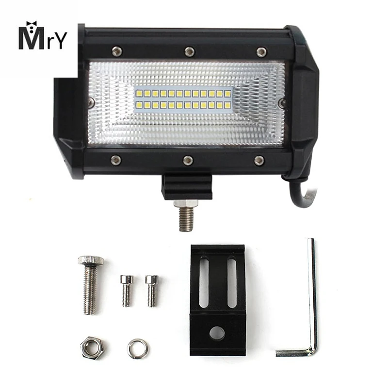 

1pcs 72W LED Work Lights 12V Light Bar 5 Inch 4D LED Lamp for Auto Fog Lamps for Tractor Boat Car Truck SUV ATV Motorcycle