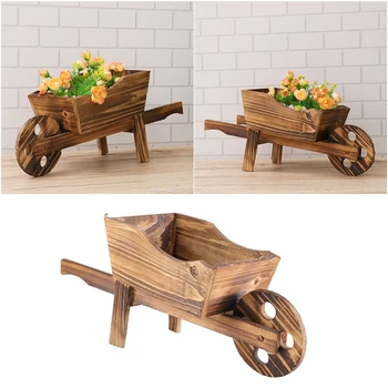 

Wooden Cart Flowerpot Fleshy Ornamental Creative Garden Shop Household Bedroom Plants Flowers Wheelbarrow Planter Pot Decor