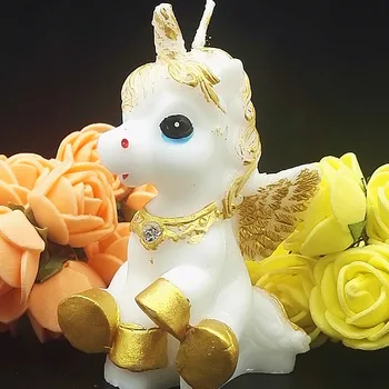 

Unicorn Pegasus Shaped Candles For Kids Birthday Party Supplies Fondant Cake Mold Candy Resin Molds Cartoon Mould Soap Silicone