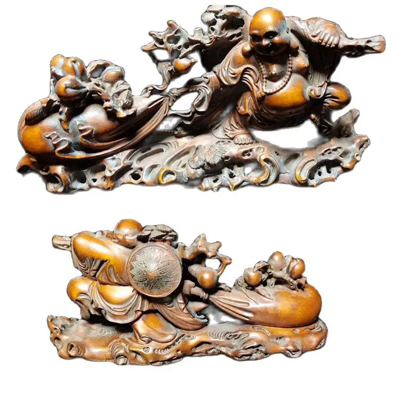 

old Chinese Boxwood Wooden Statue Statuette buddha decor sculpture home antique wood figurines for interior Decoration home
