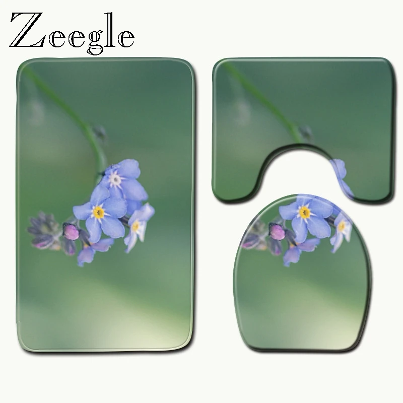 Zeegle коврик для ванной, коврик для туалета, нескользящий коврик для ванной комнаты, водопоглощающий коврик для душевой комнаты, Цветочный Коврик для ванной комнаты