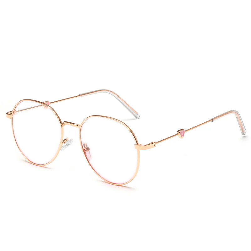 Elbru милые очки в форме сердца для девочек, женские градиентные розовые металлические оптика очки от близорукости, студенческие оправы для очков для женщин - Цвет оправы: Clear Lens