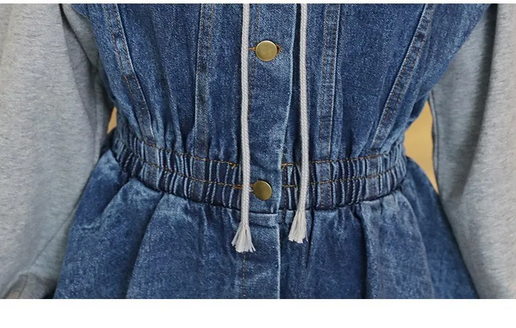 4Xl 2019 новая весенняя женская стеганая с капюшоном джинсовые худи Студенческая Толстовка Оверсайз на замке джинсовые толстовки оверсайз