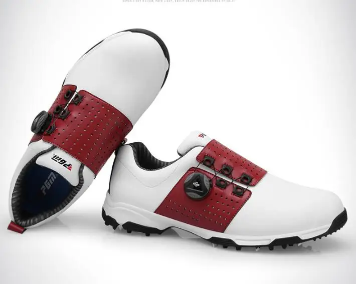 

PGM Golf Shoes Men fixed Spiked nails microfiber Waterproof Anti-slip Knobs Buckle fast rotating lacing Golf Sneakers XZ096