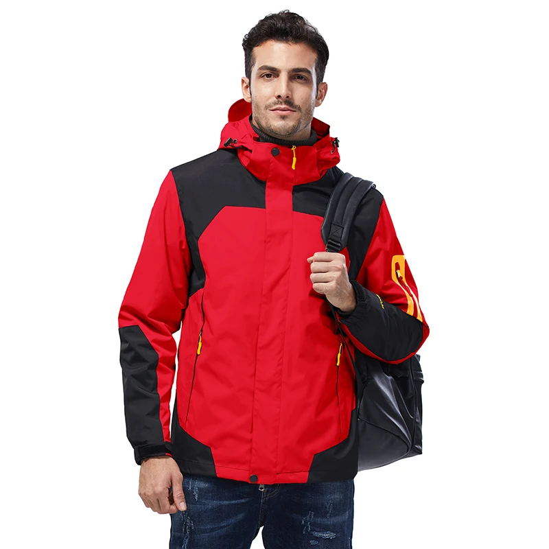 Men Red Водонепроницаемая куртка для спорта на открытом воздухе, лыжный костюм, флисовая куртка для походов, мужская и женская зимняя куртка три в одном, теплое пальто для альпинизма - Цвет: Men Red